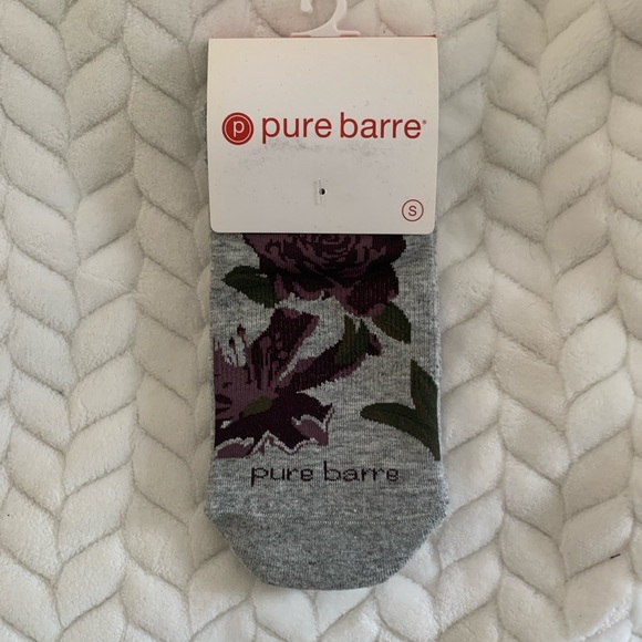 Pure Barre Accessories - Pure Barre Gray and Purple Floral Grip Socks